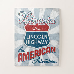 Nebraska Lincoln Highway Vintage America Jigsaw Puzzle