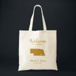 Nebraska Map Wedding Welcome Bag, Gold Tote Bag<br><div class="desc">Wedding weekend welcome gift bag for out of town guests to your wedding,  with heart you may place at the precise location. Fill tote with your favourite goodies.</div>