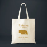 Nebraska Map Wedding Welcome Bag, Gold Tote Bag<br><div class="desc">Wedding weekend welcome gift bag for out of town guests to your wedding,  with heart you may place at the precise location. Fill tote with your favourite goodies.</div>