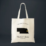 Nebraska Map Wedding Welcome Bag Tote Black, Gold<br><div class="desc">Wedding weekend welcome gift bag for out of town guests to your wedding,  featuring image of Nebraska,  with gold heart.  Fill tote with your favourite goodies.</div>
