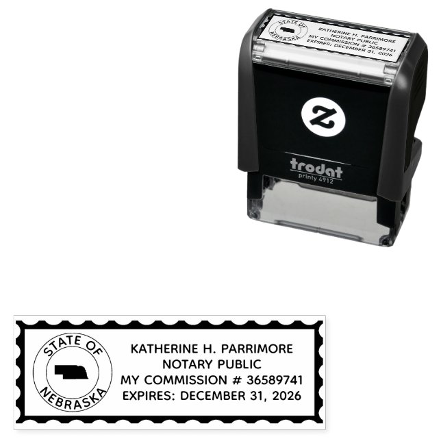 Nebraska Notary Public Self Inking Rubber Stamp (In Situ)