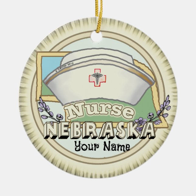 Nebraska Nurse Ceramic Tree Decoration (Front)