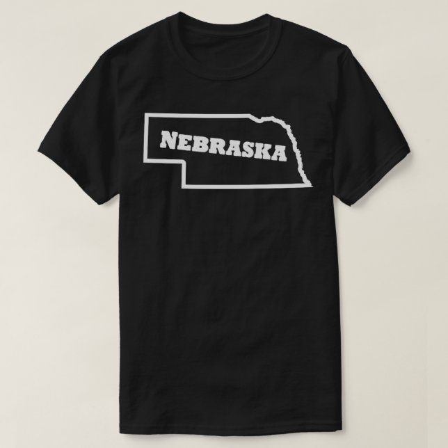 Nebraska Outline Text  T-Shirt (Design Front)