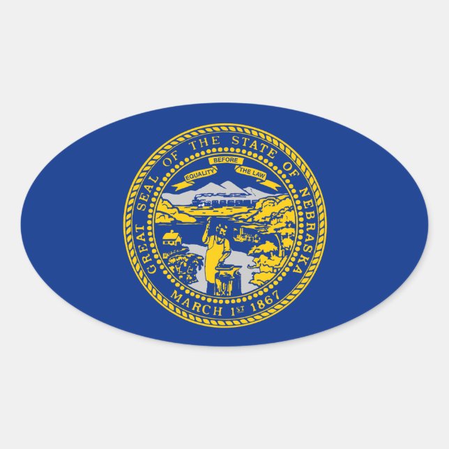 Nebraska Oval Sticker (Front)