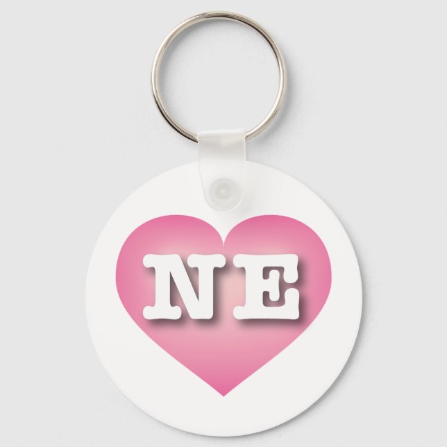 Nebraska Pink Fade Heart - I love NE Key Ring (Front)