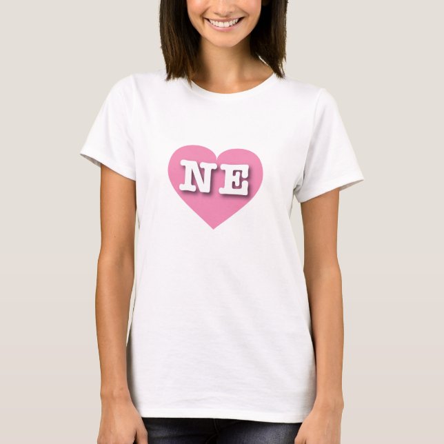 Nebraska Pink Heart - I love NE T-Shirt (Front)