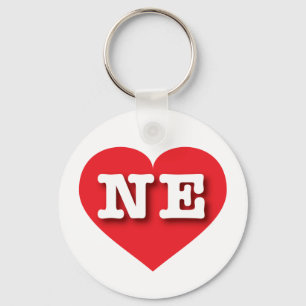 Nebraska Red Heart - I love NE Key Ring