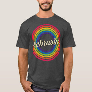 Nebraska Retro Rainbow Faded Style T-Shirt
