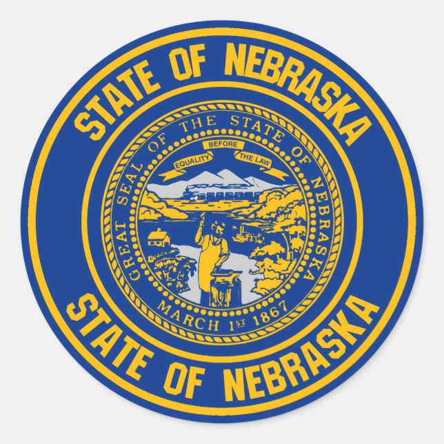 Nebraska Round Emblem Classic Round Sticker (Front)