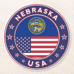 Nebraska Round Paper Coaster