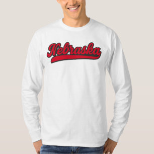 Nebraska Script Logo Retro Red State Pride T-Shirt