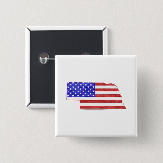 Nebraska Shaped American Flag 15 Cm Square Badge (Front & Back)