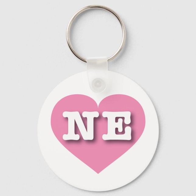 Nebraska Solid Pink Heart - Big Love Key Ring (Front)