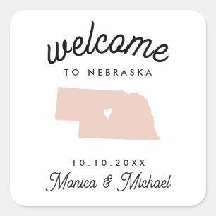 NEBRASKA State Destination Wedding ANY COLOR  Square Sticker