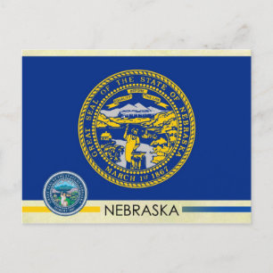 Nebraska State Flag and Seal Postcard