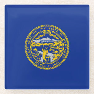 Nebraska State Flag Design Decor Glass Coaster
