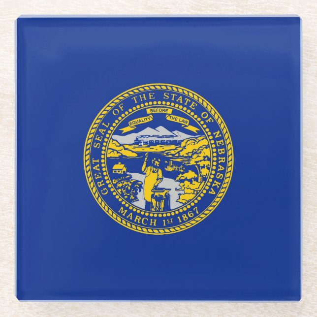 Nebraska State Flag Design Decor Glass Coaster (Front)