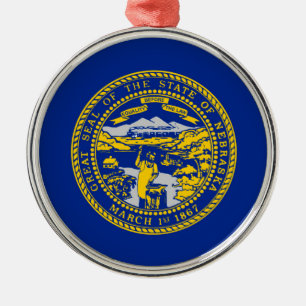 Nebraska State Flag Design Metal Tree Decoration