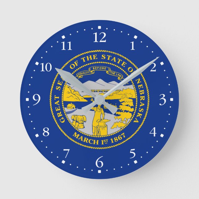 Nebraska State Flag Round Clock (Front)