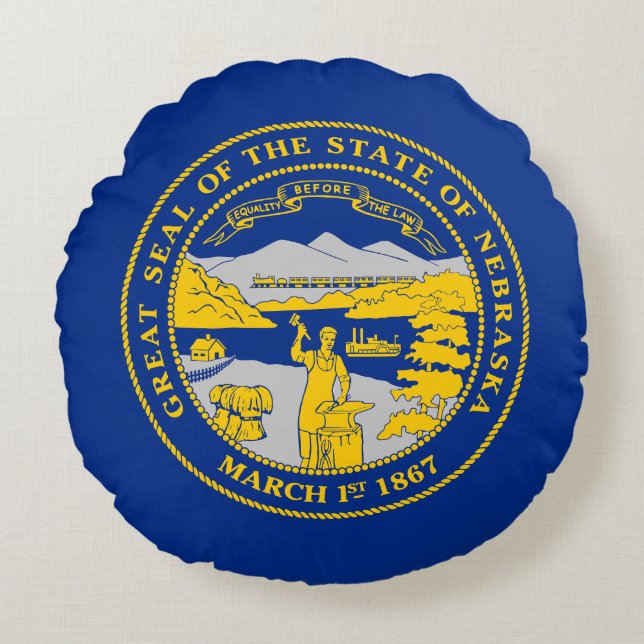 Nebraska State Flag Round Cushion (Front)