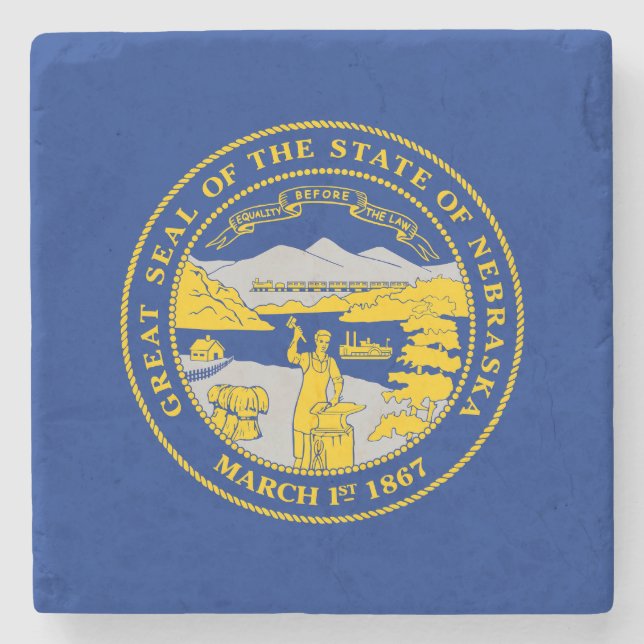 Nebraska State Flag Stone Coaster (Front)
