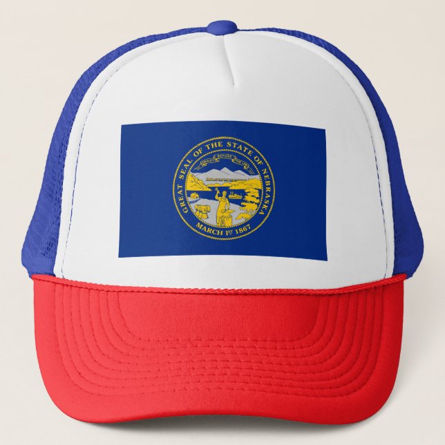 Nebraska State Flag Trucker Hat (Front)