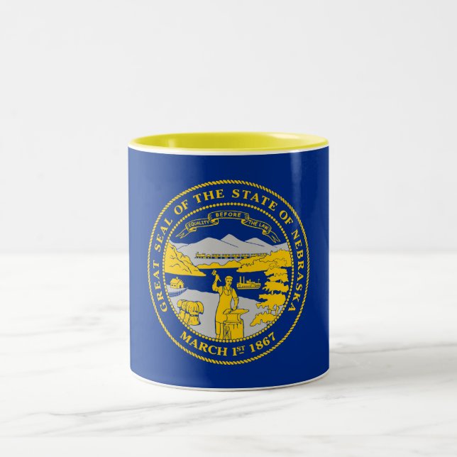 Nebraska State Flag Two-Tone Coffee Mug (Center)