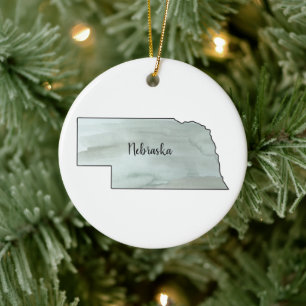 Nebraska State Illustration Ceramic Tree Decoration