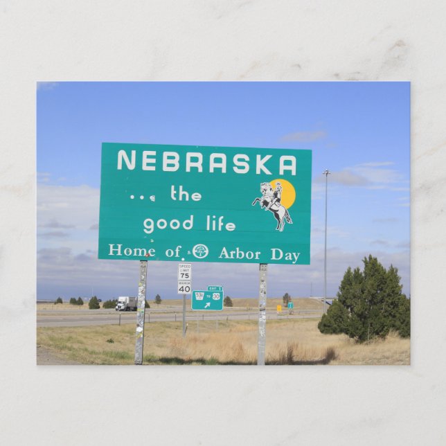 Nebraska State Line Sign Postcard (Front)
