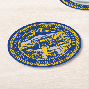 Nebraska State Map Cornhusker pride Round Paper Coaster