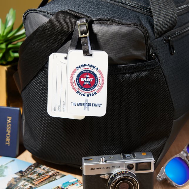 Nebraska State Personalised Gift Luggage Tag (Front & Back)