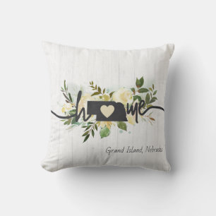 Nebraska State Personalised Your Home City Rustic Cushion