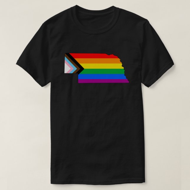 Nebraska State Pride LGBTQ Progress Pride T-Shirt (Design Front)