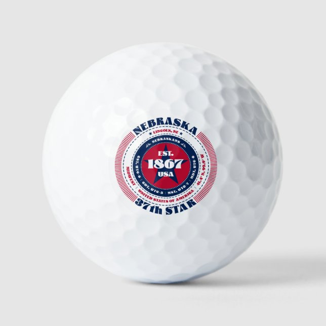 Nebraska Statehood Patriotic Gift Golf Balls (Front)