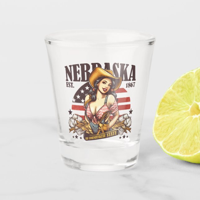 Nebraska The Cornhusker State Shot Glass (Front)