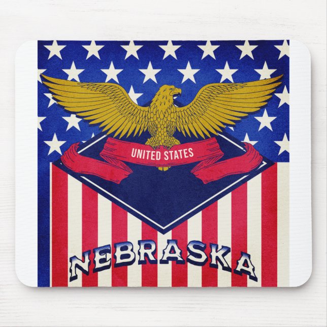 Nebraska USA Flag Mouse Mat (Front)