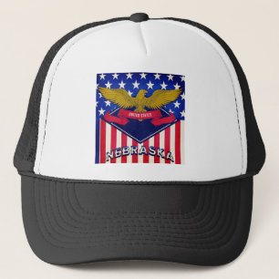 Nebraska USA Flag Trucker Hat