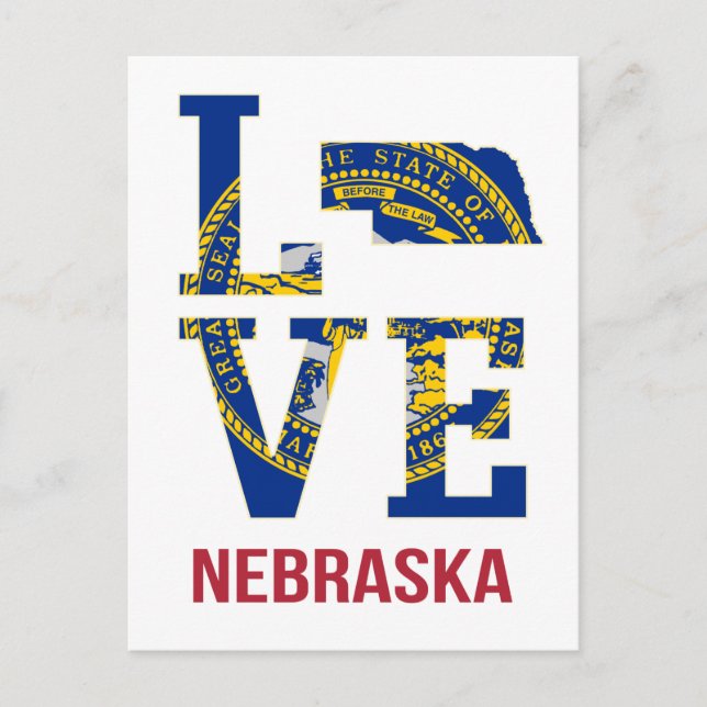 Nebraska USA State Love Postcard (Front)