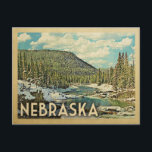 Nebraska Vintage Travel Snowy Winter Nature Postcard<br><div class="desc">Nebraska snowy winter scene featuring a river flowing through the mountains and a blue sky with puffy clouds. A lovely nature outdoors image for campers,  hikers and adventure seekers.</div>
