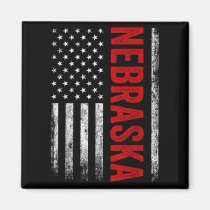 Nebraska Vintage Us American Flag Retro For Men Wo Magnet