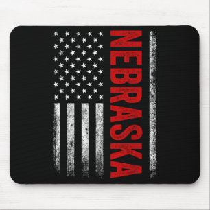 Nebraska Vintage Us American Flag Retro For Men Wo Mouse Mat