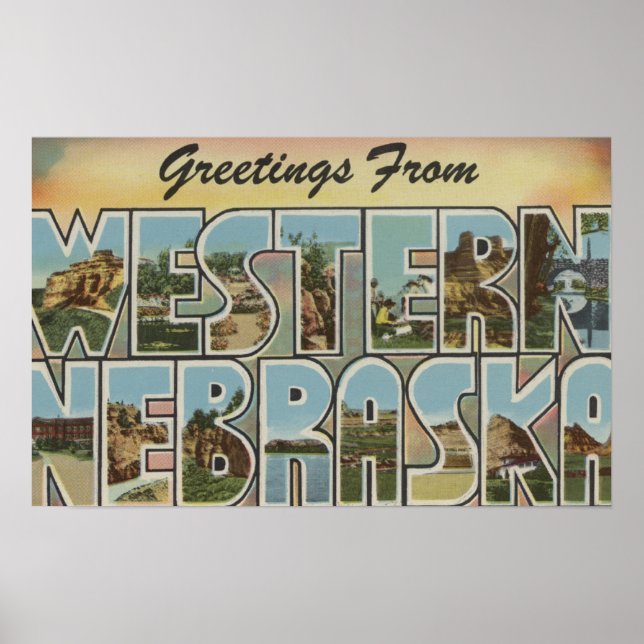 Nebraska (Western) - Large Letter Scenes Poster (Front)