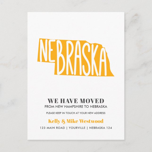 NEBRASKA We've moved New address New Home   Postcard (Front)