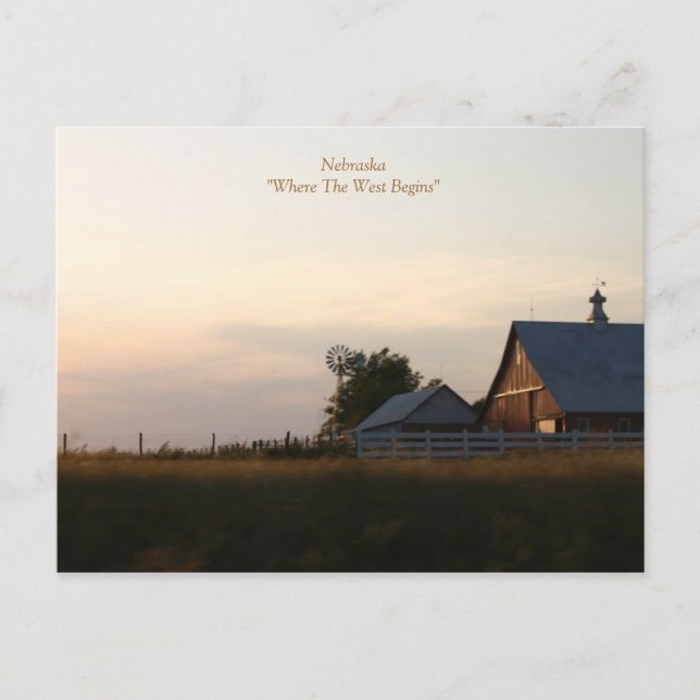 Nebraska"Where The West Begins" Postcard (Front)