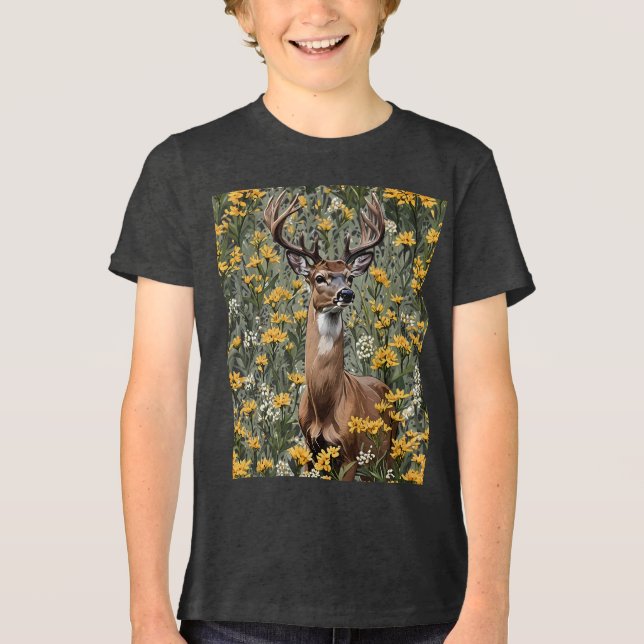 Nebraskan White Tailed Deer 2 Tri-Blend Shirt (Front)
