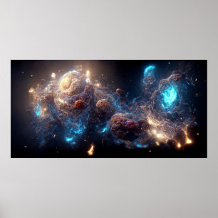 Nebula and galaxies in space  poster