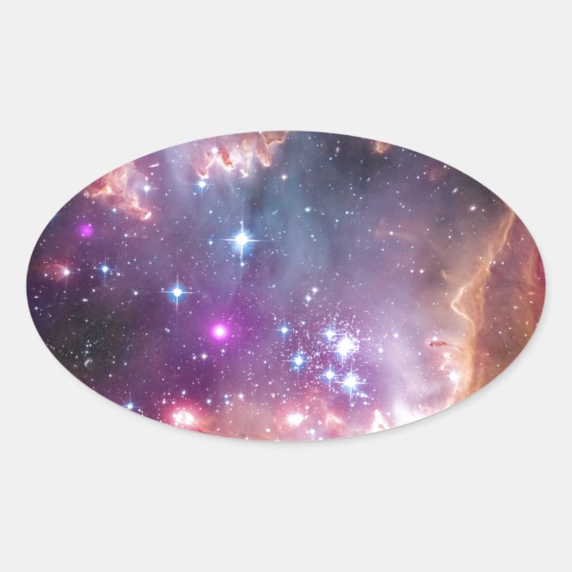 Nebula bright space stars galaxy hipster geek cool oval sticker (Front)