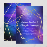 Nebula Celestial Geometric Gold Save the Date