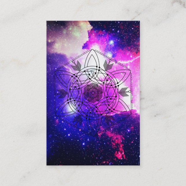 *~* Nebula Celtic Aztec Tribal Boho Galaxy Business Card (Front)