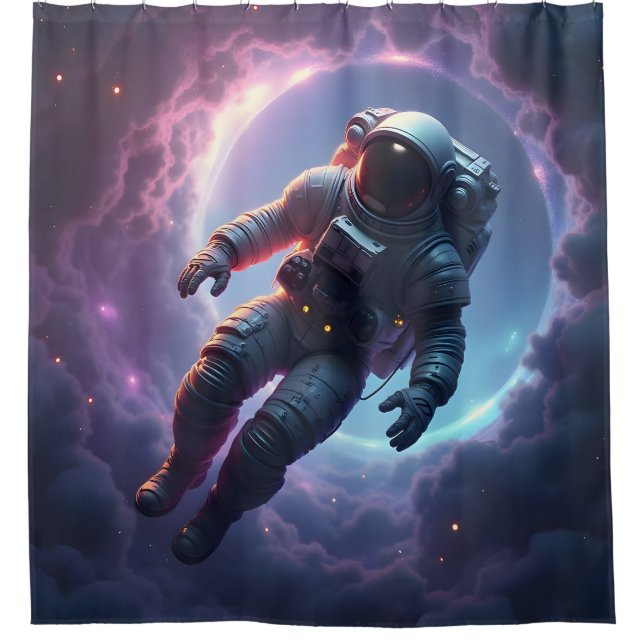Nebula Drift: The Lone Explorer Shower Curtain (Front)